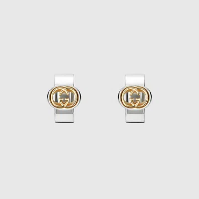 Gucci Interlocking Mini Hoop Earrings In Metallic