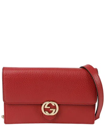 Gucci Interlocking Mini Leather Wallet Chain Bag (authentic Pre-loved) In Pink
