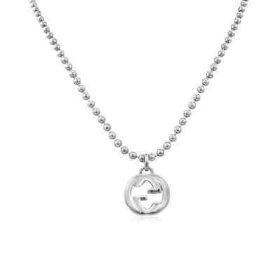 Pre-owned Gucci Interlocking Necklace In Silver