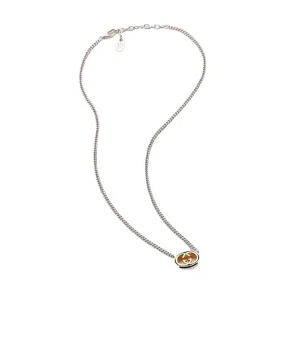 Gucci Interlocking Pendant Chain Necklace In Metallic