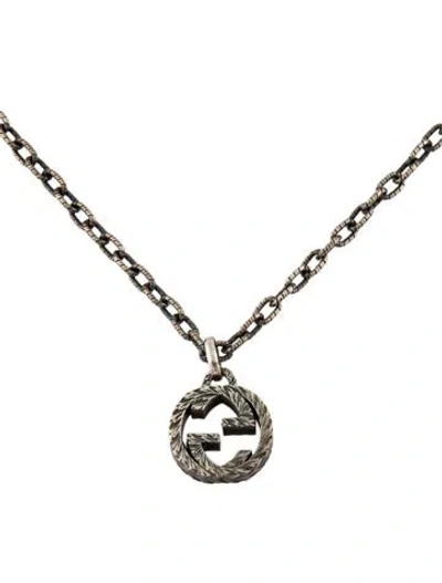 Pre-owned Gucci Interlocking Pendant Necklace, 17.5" In Multi