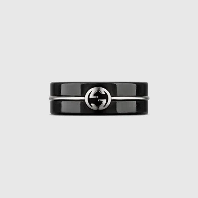 Gucci Interlocking Ring Mit Korund In Black