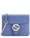 Gucci Interlocking Shoulder Bag Leather Small (authentic Pre-loved) In Blue