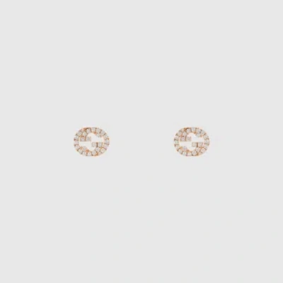 Gucci Interlocking G Studs With Diamonds In Pink