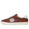 Gucci Interlocking Suede 'red White' In Brown