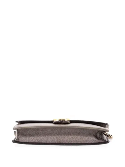 Pre-owned Gucci Interlocking Wallet On Chain Leather Crossbody Bag In Grey