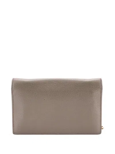 Pre-owned Gucci Interlocking Wallet On Chain Leather Crossbody Bag In Grey