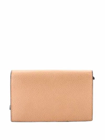 Pre-owned Gucci Interlocking Wallet On Chain Leather Crossbody Bag In Neutrals