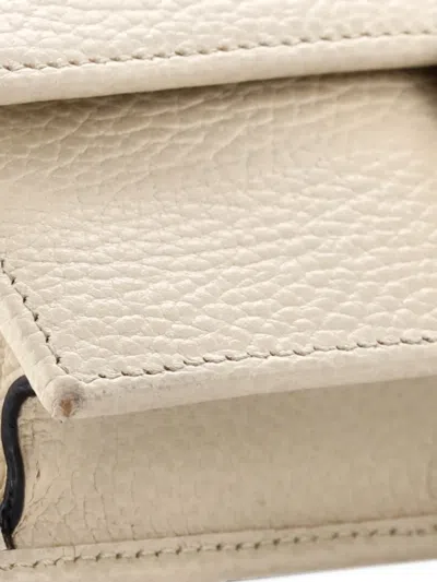 Pre-owned Gucci Interlocking Wallet On Chain Leather Crossbody Bag In Neutrals