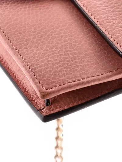 Pre-owned Gucci Interlocking Wallet On Chain Leather Crossbody Bag In Pink