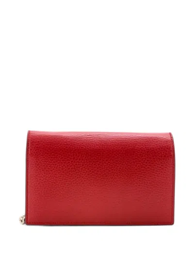 Pre-owned Gucci Interlocking Wallet On Chain Leather Crossbody Bag In Red