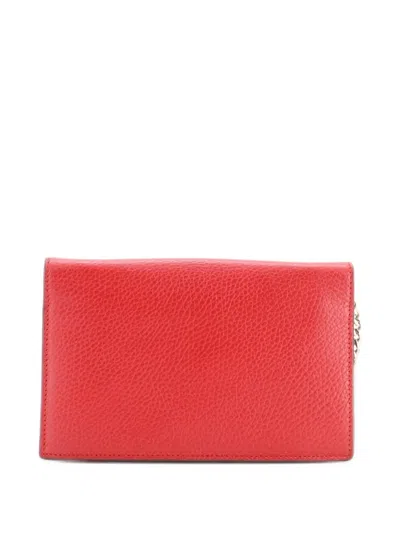 Pre-owned Gucci Interlocking Wallet On Chain Leather Crossbody Bag In Red