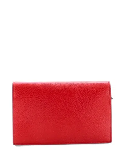 Pre-owned Gucci Interlocking Wallet On Chain Leather Crossbody Bag In Red