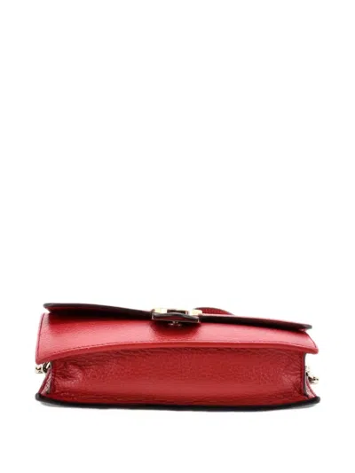 Pre-owned Gucci Interlocking Wallet On Chain Leather Crossbody Bag In Red