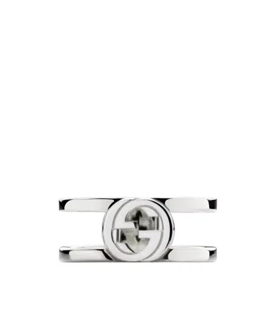 Gucci Interlocking Wide Ring In Silver