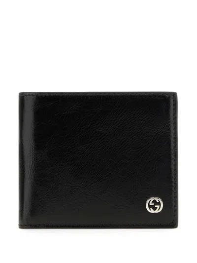 Gucci Interlocking-g Leather Wallet In Schwarz