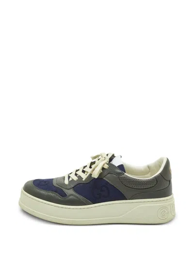 Pre-owned Gucci Interlocking-gg Platform Sneakers In Grey