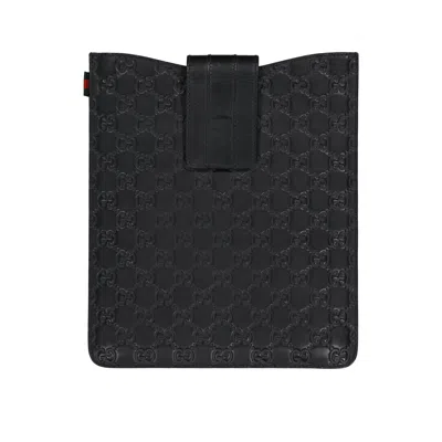 Gucci Ipad Leather Logo Cover In Black