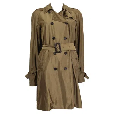 Pre-owned Gucci Iridescent Olive Green Polyester Trench Coat Jacket 42 M