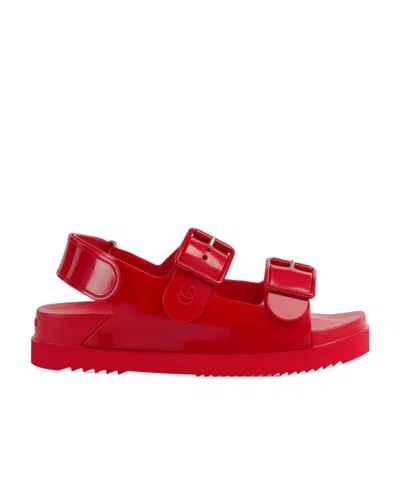 Gucci Isla Flat Sandals In Red