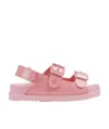 Gucci Isla Rbbr Flt Sndl Double Bckl Rbb In Pink