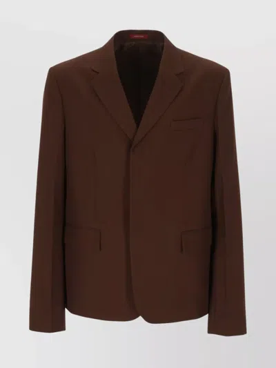 Gucci Italian Tailored Wool Jacket With Notch Lapels In Marrone