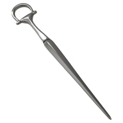 Pre-owned Gucci , Italy - Large Equestrian Horse Bit Letter Opener C.1980 In Silver