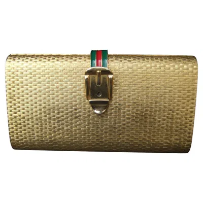 Pre-owned Gucci Italy Opulent Gilt Metal Minaudiere Clutch C 1970s In Brown