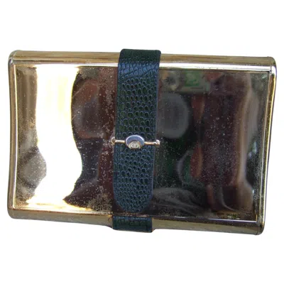 Pre-owned Gucci Italy Rare Sleek Gilt Metal Minaudiere' Clutch C 1970s In Black