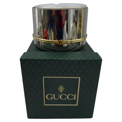 Pre-owned Gucci , Italy - Set Six Ceramic Ashtrays In Silver Plate And Gold Holder