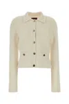 Gucci Textured Knit Cardigan With Collar And Sleeves In White
