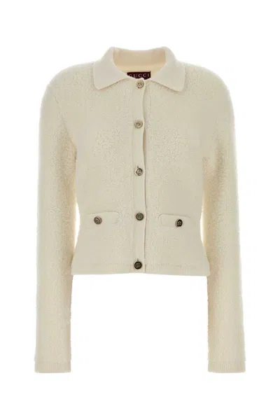 GUCCI GUCCI IVORY BOUCLE CARDIGAN