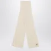 GUCCI GUCCI IVORY CASHMERE SCARF WITH LOGO WOMEN