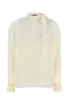 Gucci Ivory Crepe Blouse In Gardenia