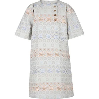 Gucci Kids' Ivory Dress For Girl With Double G