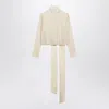 Gucci Ivory Gg Jacquard Silk Wrap Blouse Women In Neutral