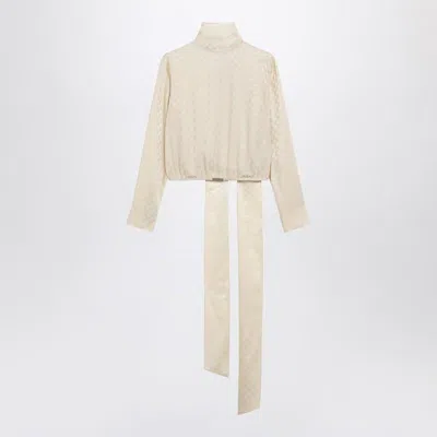 GUCCI GUCCI IVORY GG JACQUARD WRAP BLOUSE