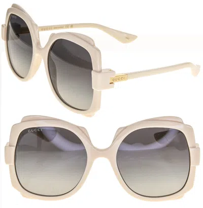 Pre-owned Gucci Ivory Grey 1431 Oversized Retro Gg1431s Sunglasses 004 Authentic In Gray