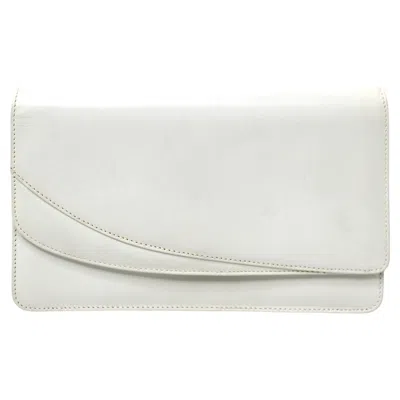 Pre-owned Gucci Ivory Leather Clutch Bag Circa 1980s In White
