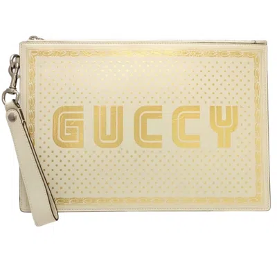 Pre-owned Gucci Ivory Leather Clutch Bag ()