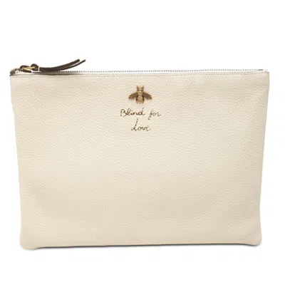 Pre-owned Gucci Ivory Leather Clutch Bag () In White