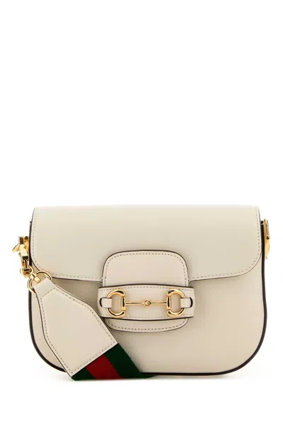 GUCCI GUCCI IVORY LEATHER MINI HORSEBIT 1955 SHOULDER BAG