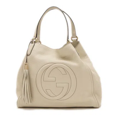 Pre-owned Gucci Ivory Leather Tote Bag ()