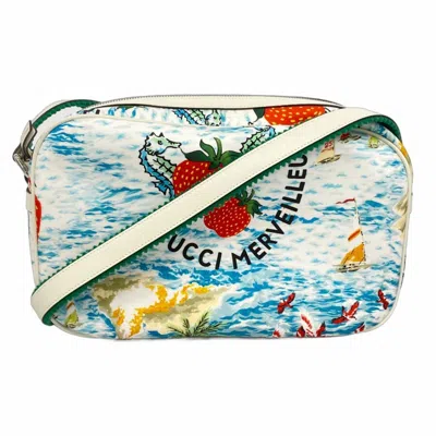 Pre-owned Gucci Ivory Multi-color Nylon Shoulder Bag ()