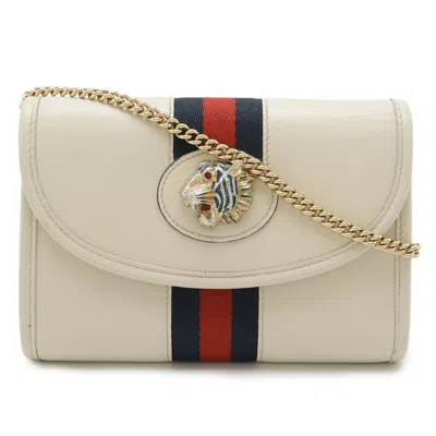 Pre-owned Gucci Ivory Navy Red Color Leather Clutch Bag Shoulder Bag ()