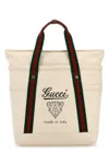 Gucci Men Canvas Shopping Bag With Web Details In White
