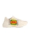 Gucci Ivory Rhyton  Logo Leather Sneaker In White