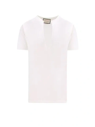 Gucci Ivory Ribbed Cotton T-shirt For Men