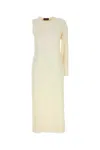 Gucci One-shoulder Dress Sablé Long Sleeves In Neutral