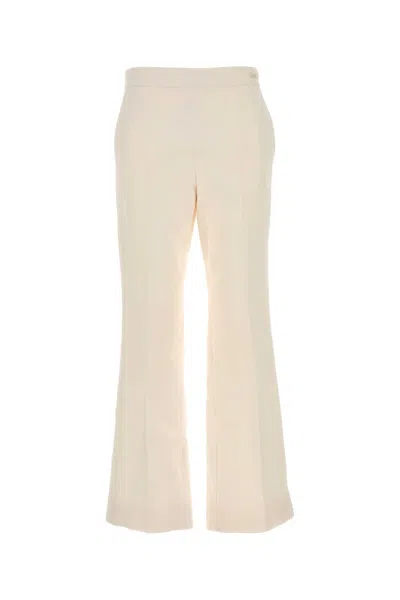 Gucci Silk Flared High Waist Trousers In White